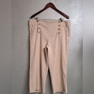 Larry Levine Stretch Striped Sailor Cropped Pants  Size 16